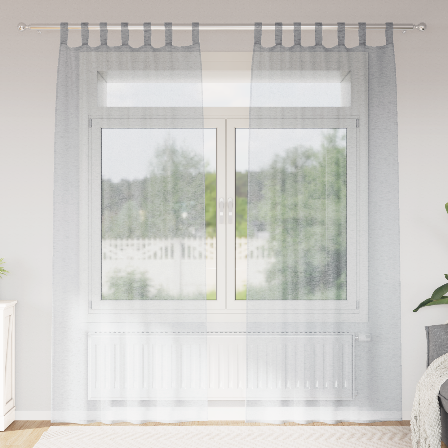 Voile Gardin med gardiner 2 pcs Mørkegrå 245 x 140 cm Polyester