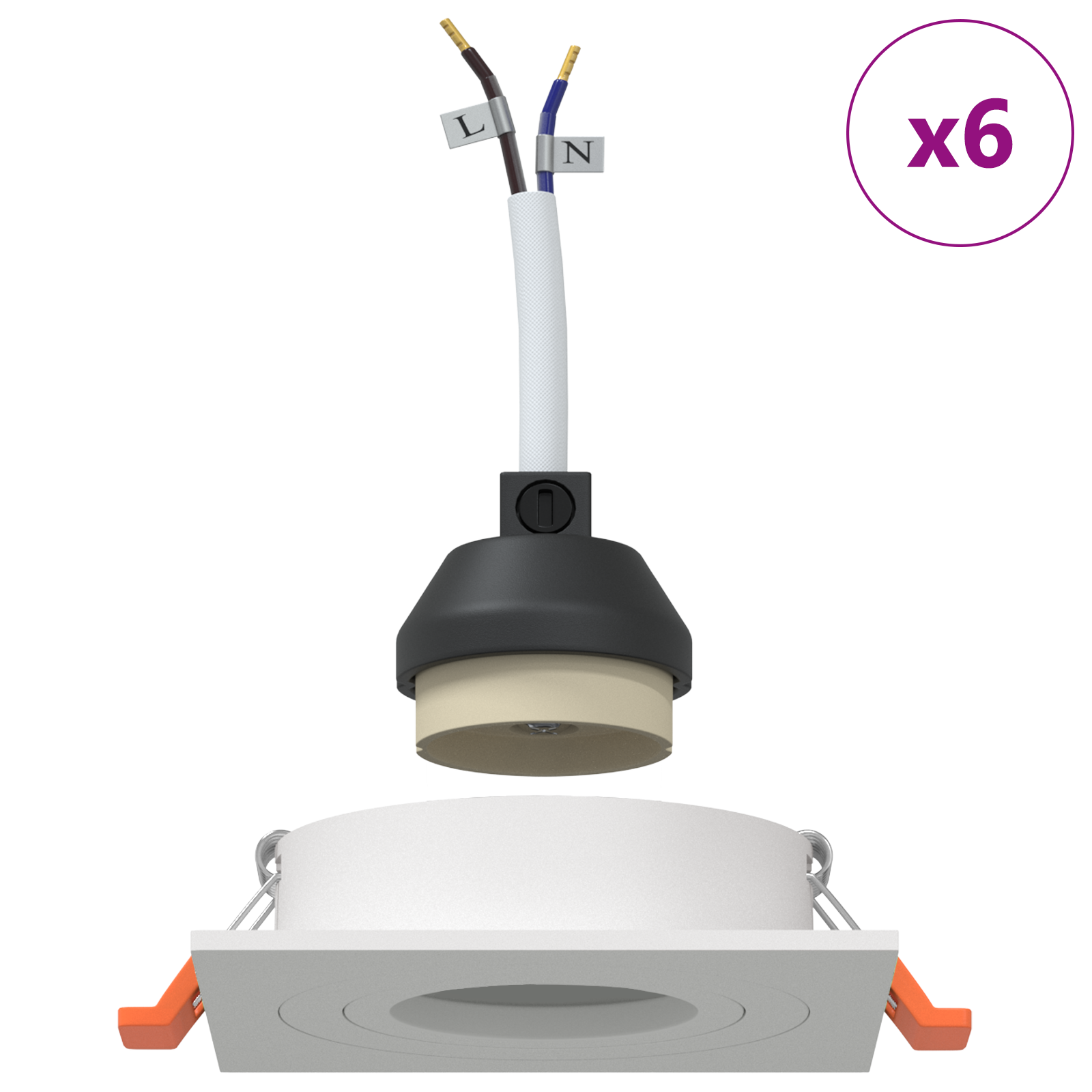 Spotlights med søkelys 6 pcs Hvit 9 x 9 x cm Aluminium
