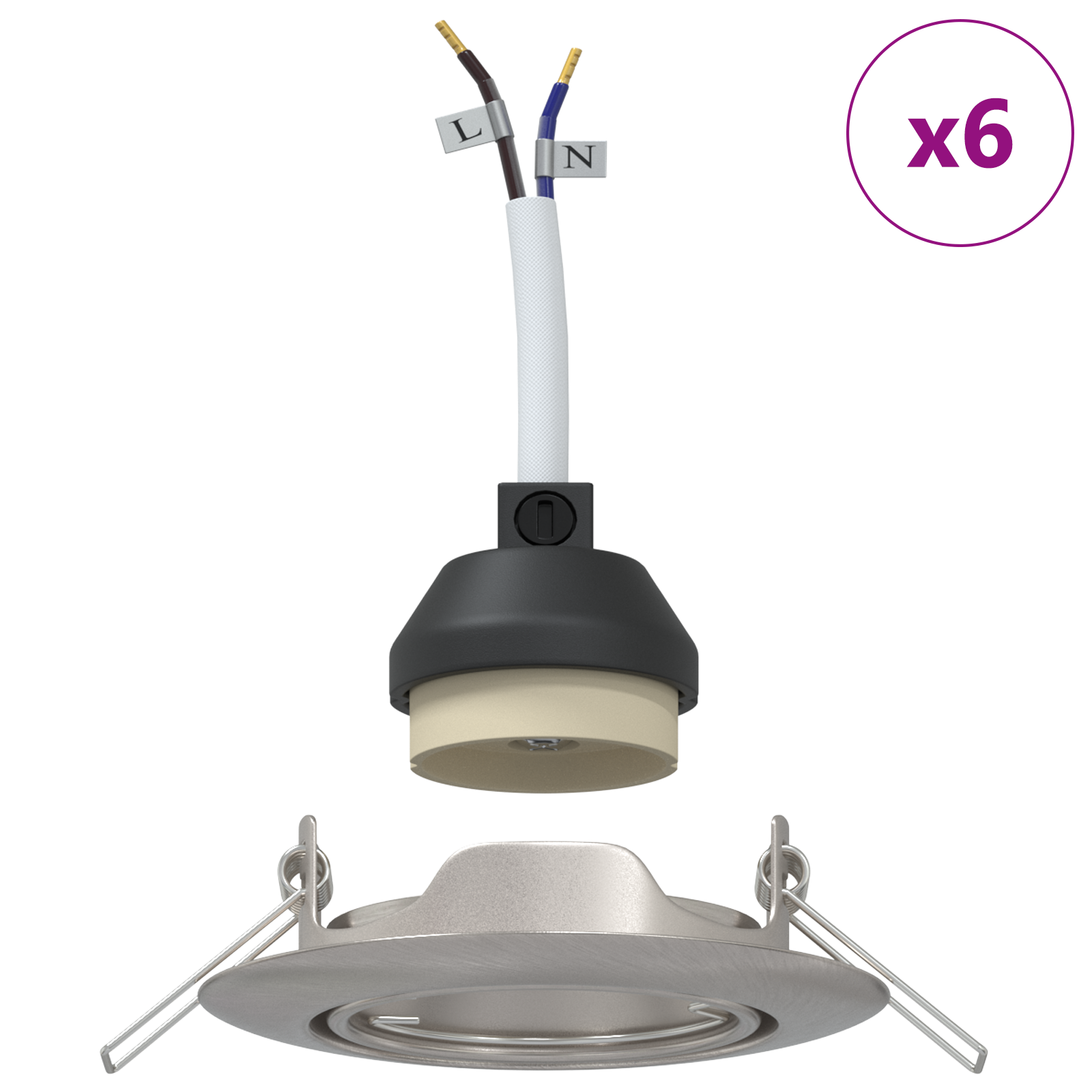 Spotlights med søkelys 6 pcs sølv 9 x 9 cm Metall