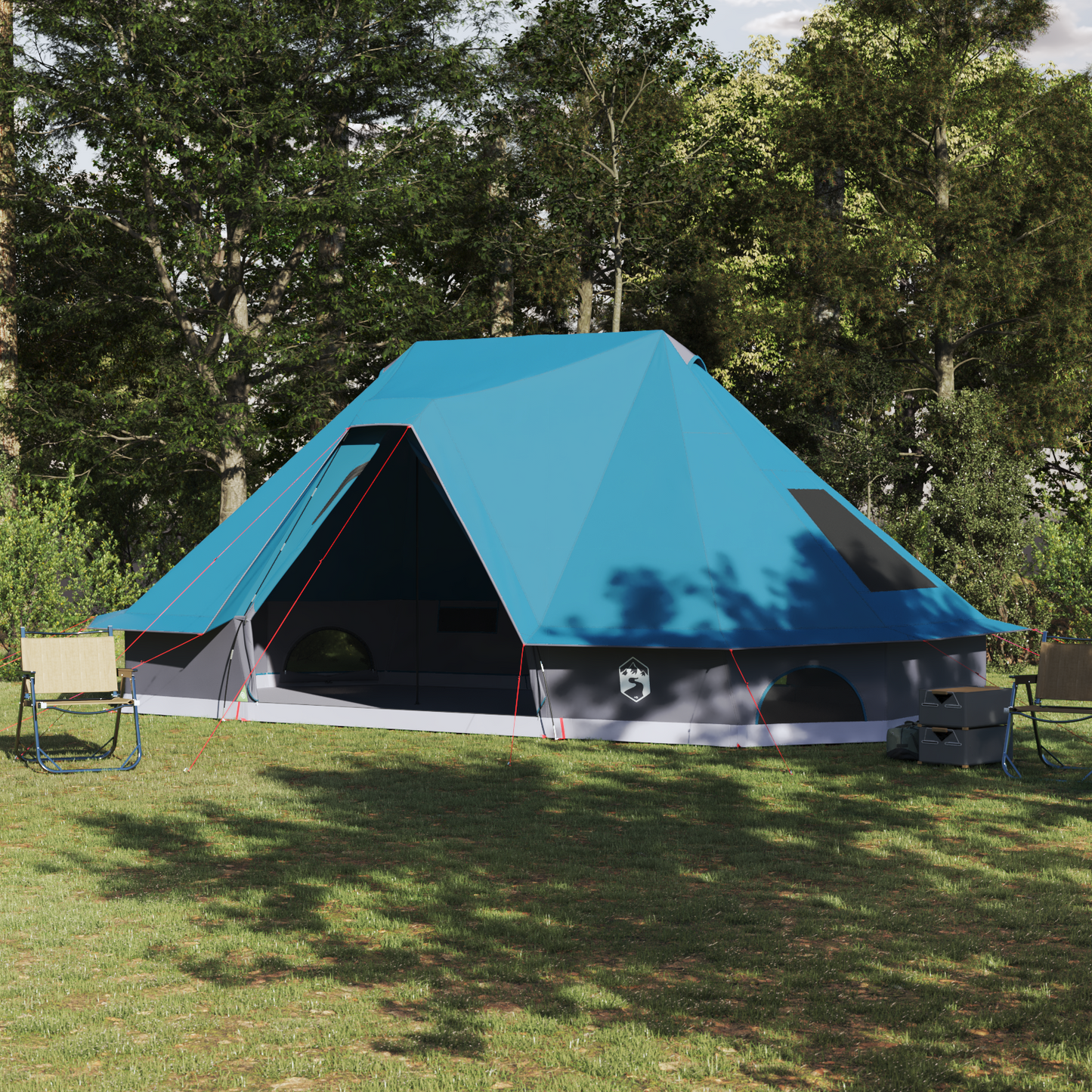 Tipi telt med tak med lagring Blå 680 x 430 x 270 cm taft