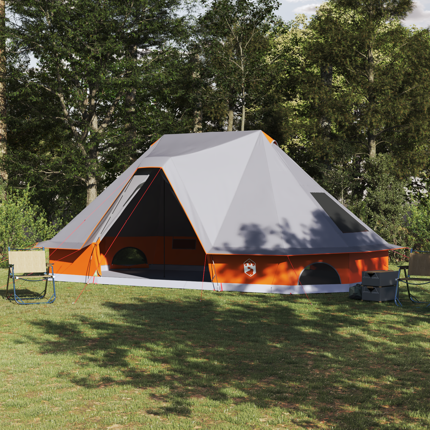 Tipi telt med tak Grå og Oransje 680 x 430 x 270 cm taft