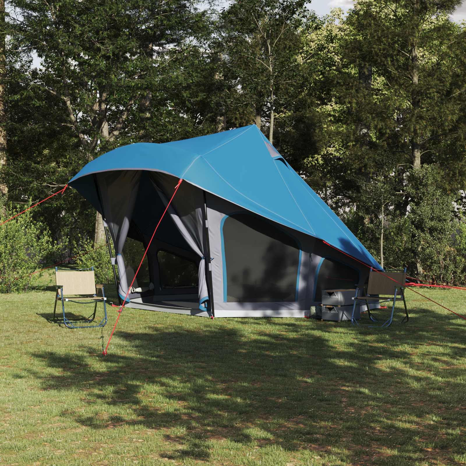 Familie Tipi Telt med tak Blå, Grå 508 x 470 x 300 cm