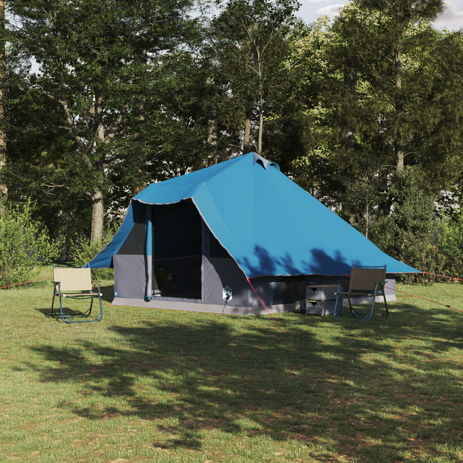 Familie Tipi Telt Folding med tak Blå, Grå 358 x 296 x 258 cm