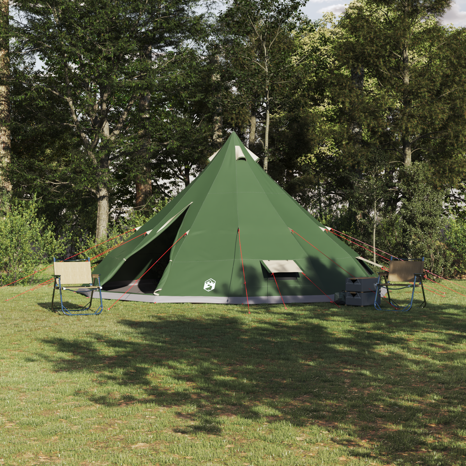 Familie Tipi Telt med tak grønn 560 x 560 x 300 cm