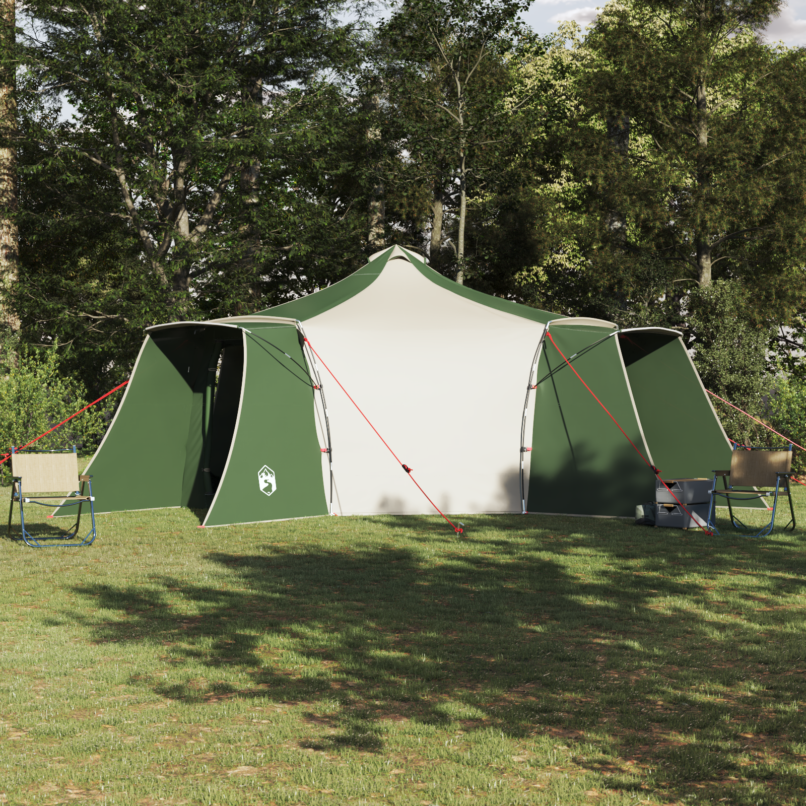 Tipi telt med tak Grønn og beige 492 x 492 x 275 cm stoff