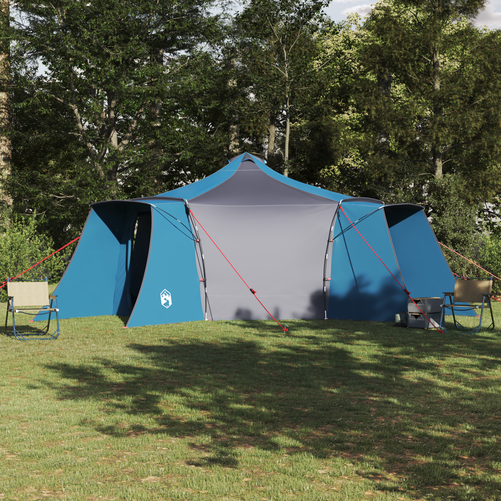 Tipi telt med tak Blå og grå 492 x 492 x 275 cm stoff