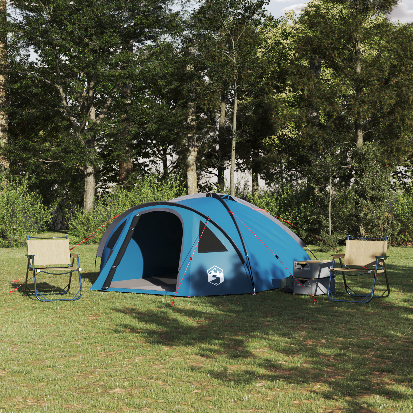 Dometelt 4 person 308 x 268 x 130 cm Vanntett Blå taft