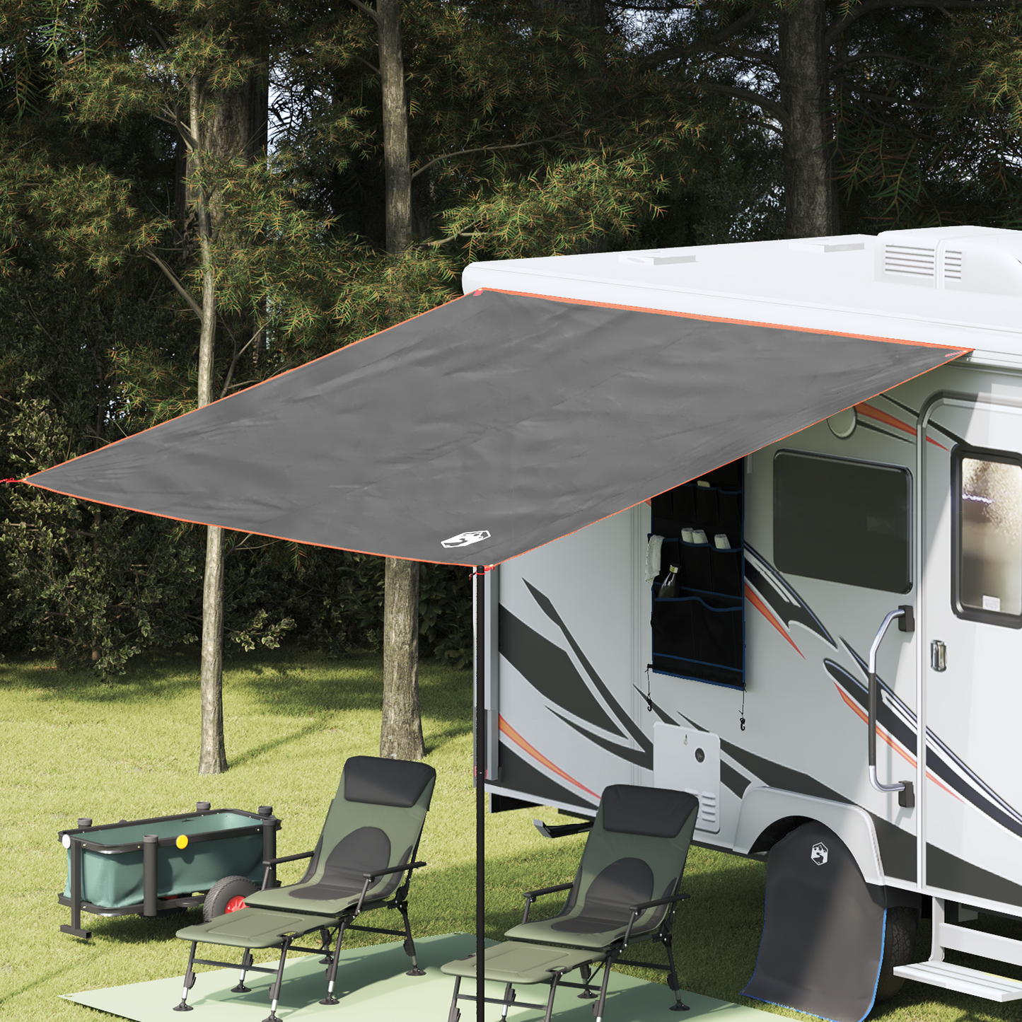Vannavstøtende tarp person 240 x 350 cm Vanntett Grå og Oransje