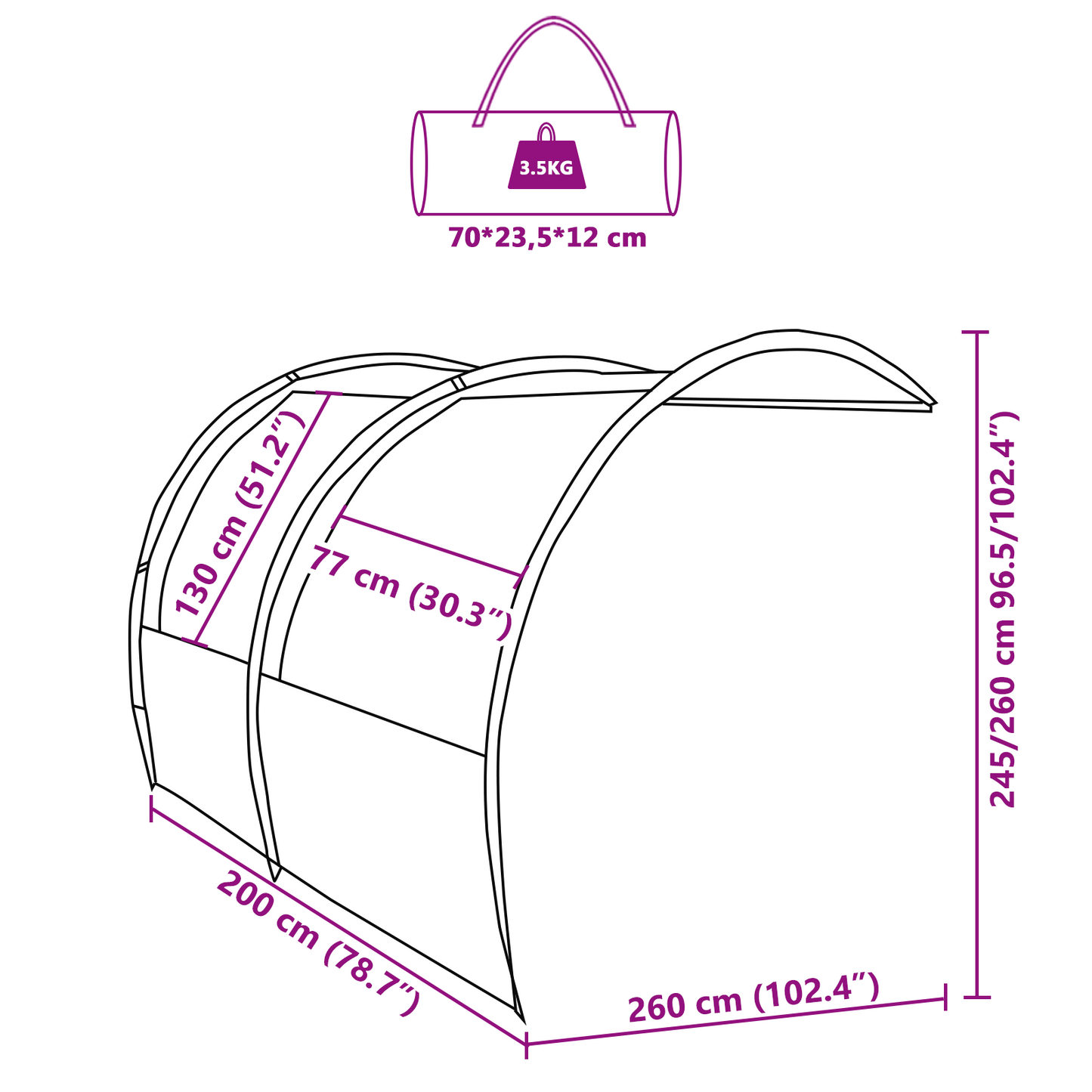 Vannavvisende Tarp person 260 x 200 x 260 cm Vanntett