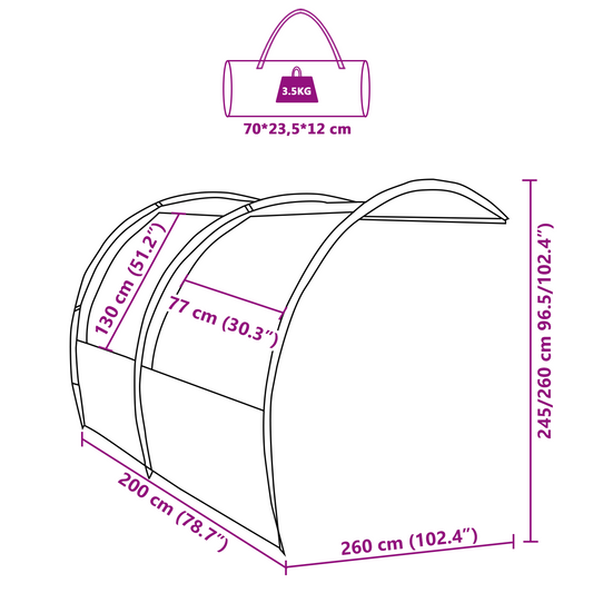 Vannavvisende Tarp person 260 x 200 x 260 cm Vanntett