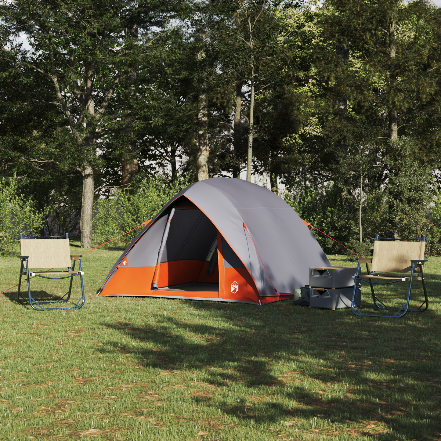 Camping Telt med tak Grå og Oransje 275 x 230 x 140 cm taft