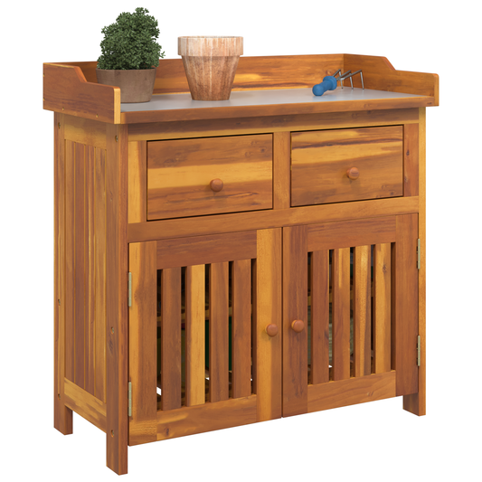 Hageskap med skuff Naturlig 78 x 36,5 x 78cm Solid akasietre