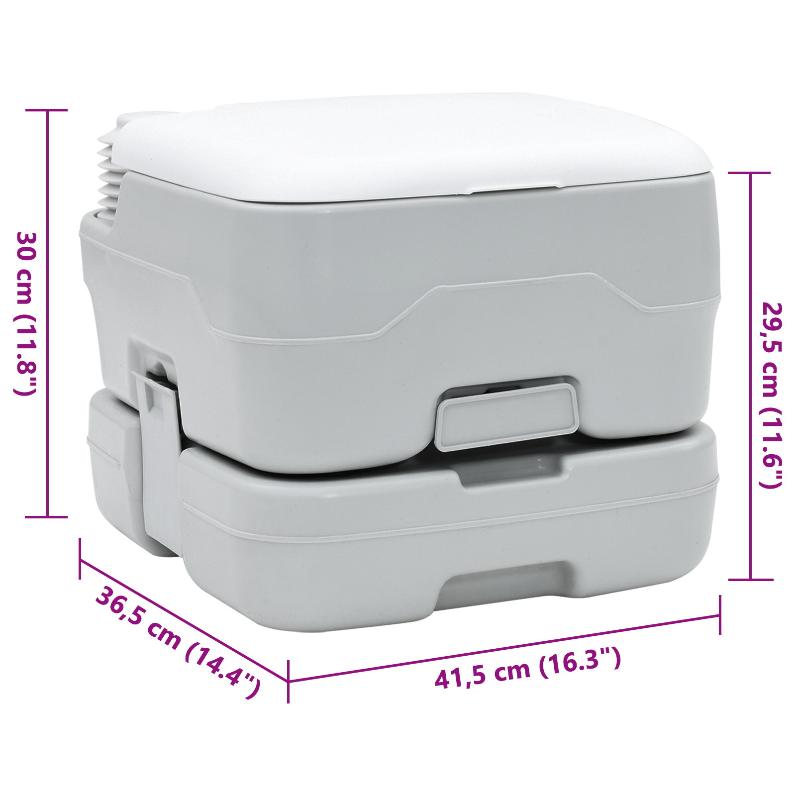 Portabelt Camping Toalett Grå 41.5 x 36.5 x 30 cm