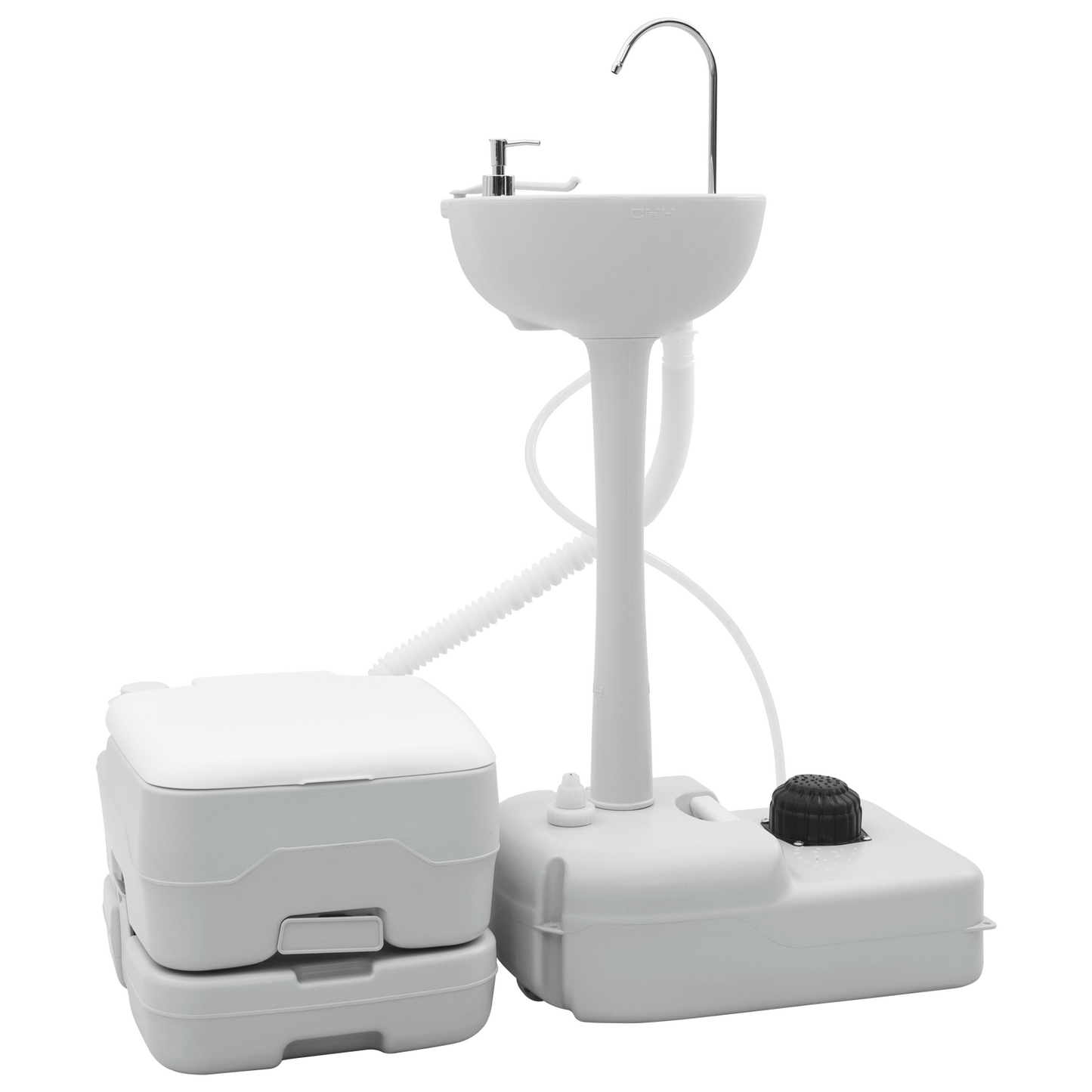 Camping Toalett Set 2 pcs Grå og hvit Høy-densitet Polyetylen