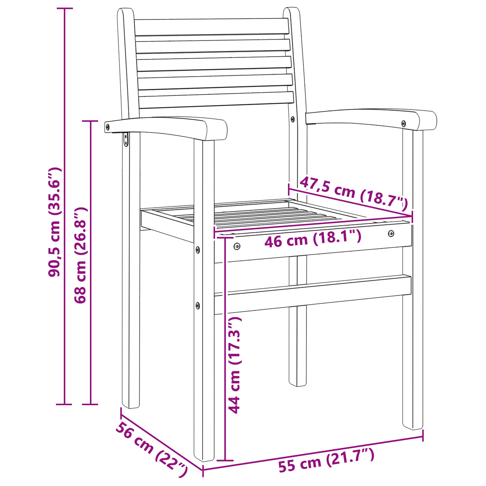Hage stabelstoler 2 pcs Brun 55.5 x 55.5 x 90 cm Heltre teak