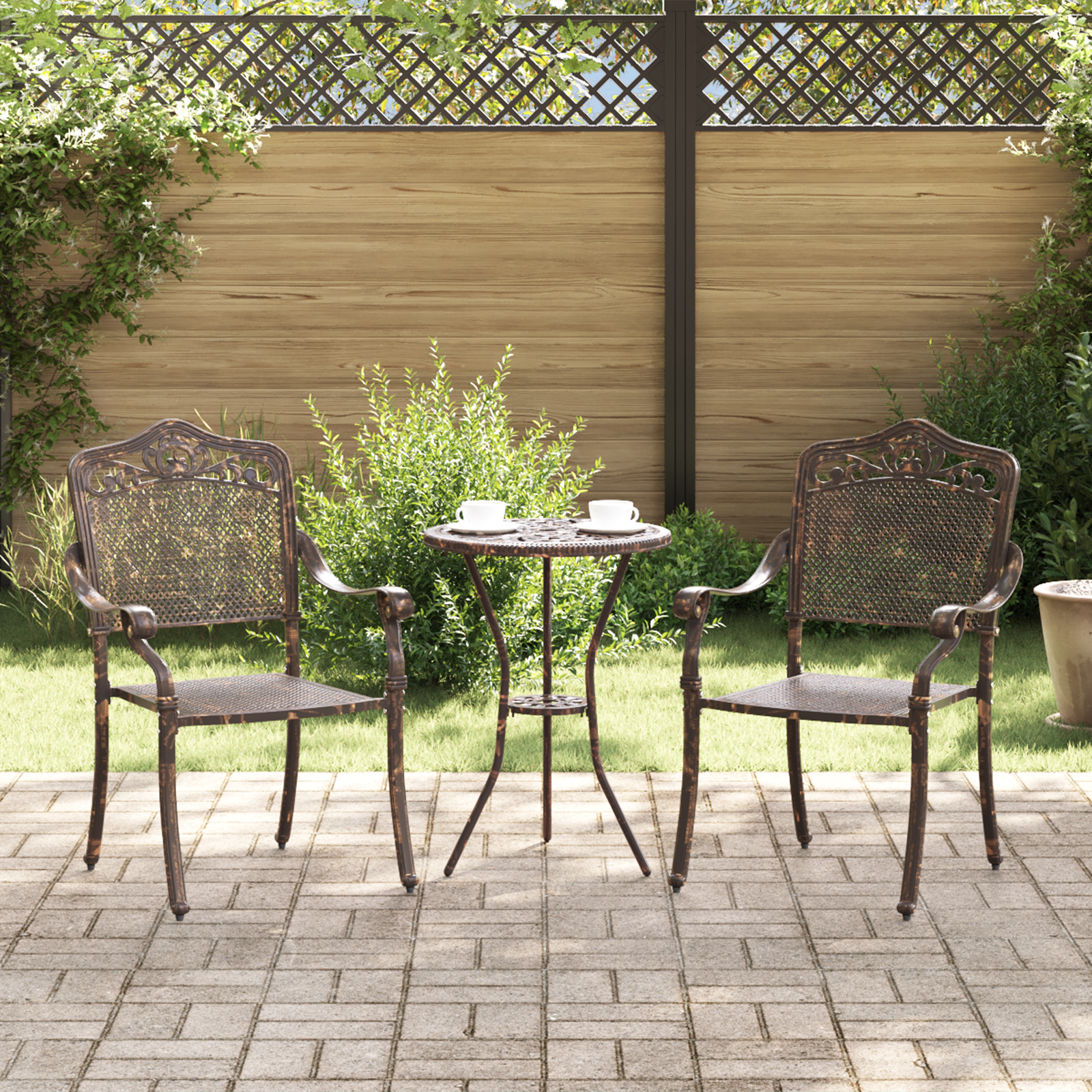 Hage Stol 2 pcs Bronse 55 x 56.5 x 91cm Aluminium
