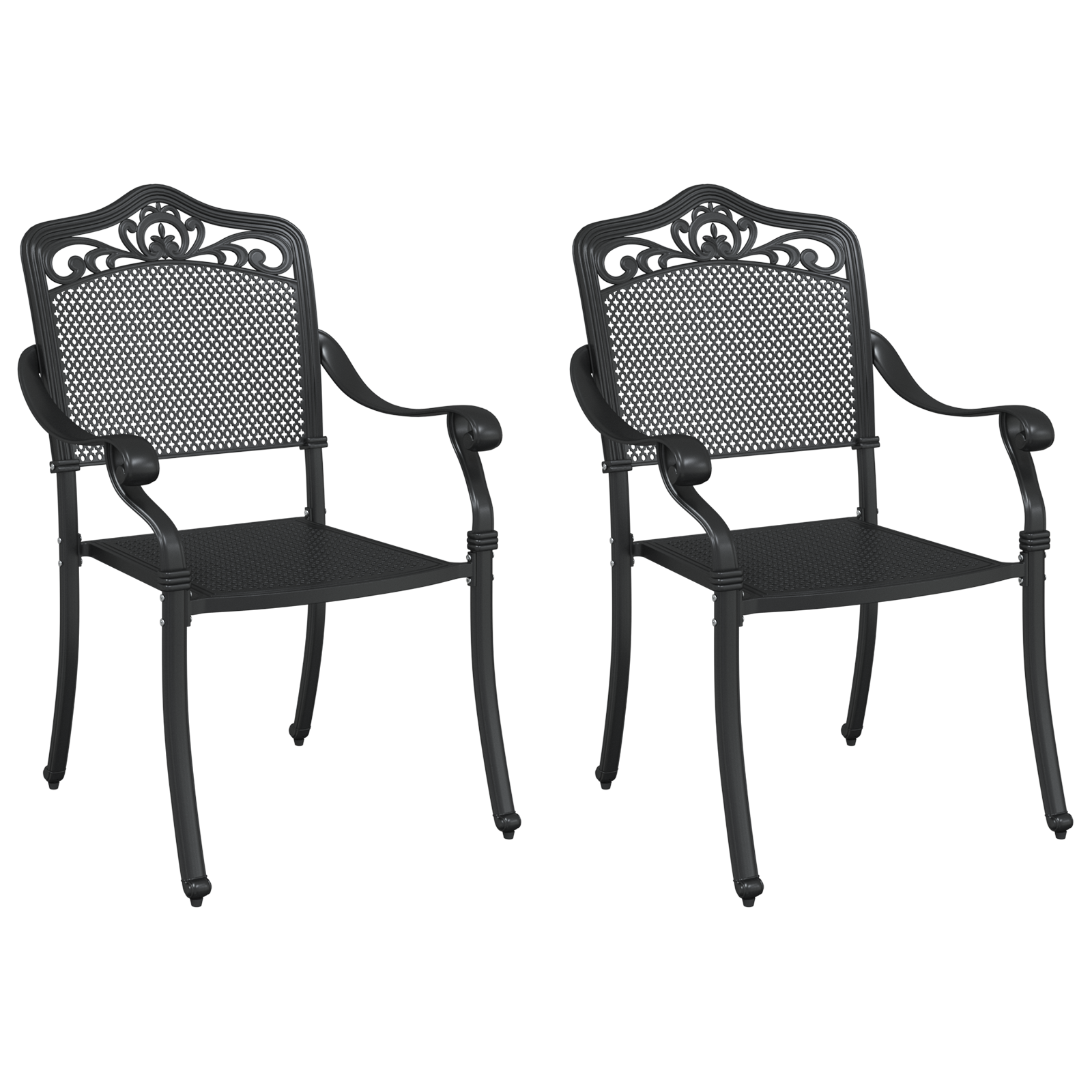 Hage Stol 2 pcs Svart 55 x 56.5 x 91cm Aluminium