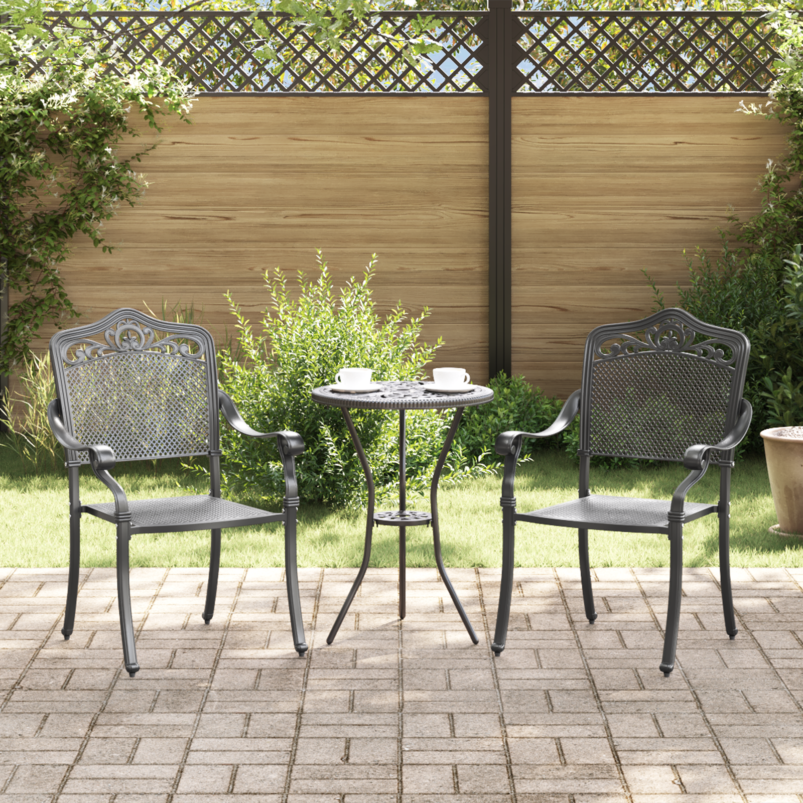 Hage Stol 2 pcs Svart 55 x 56.5 x 91cm Aluminium