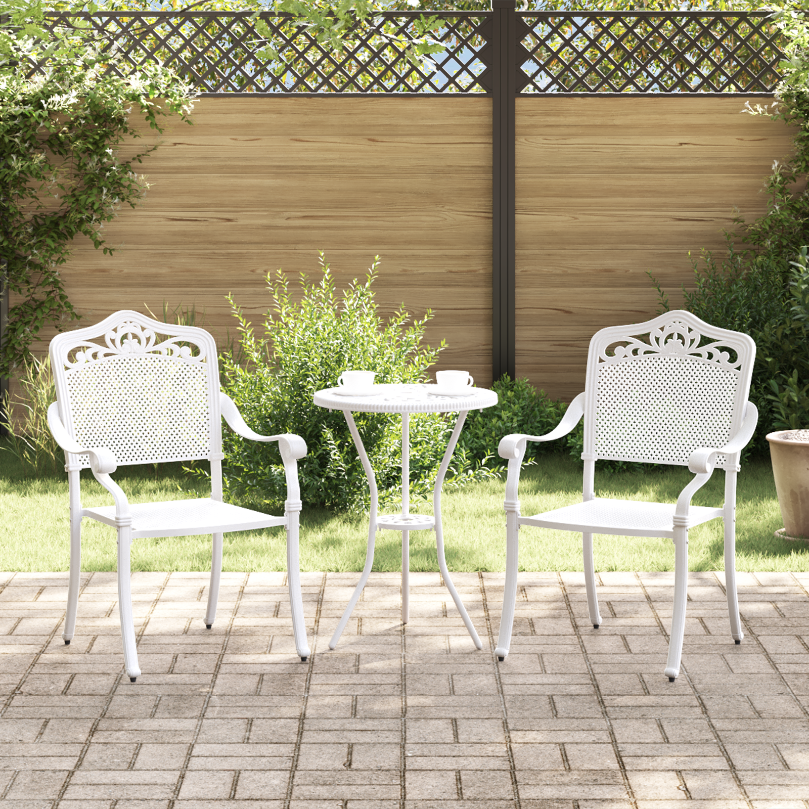 Hage Stol 2 pcs Hvit 55 x 56.5 x 91cm Aluminium