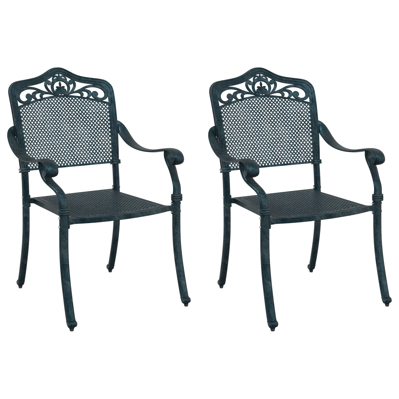 Hage Stol 2 pcs grønn 55 x 56.5 x 91cm Aluminium