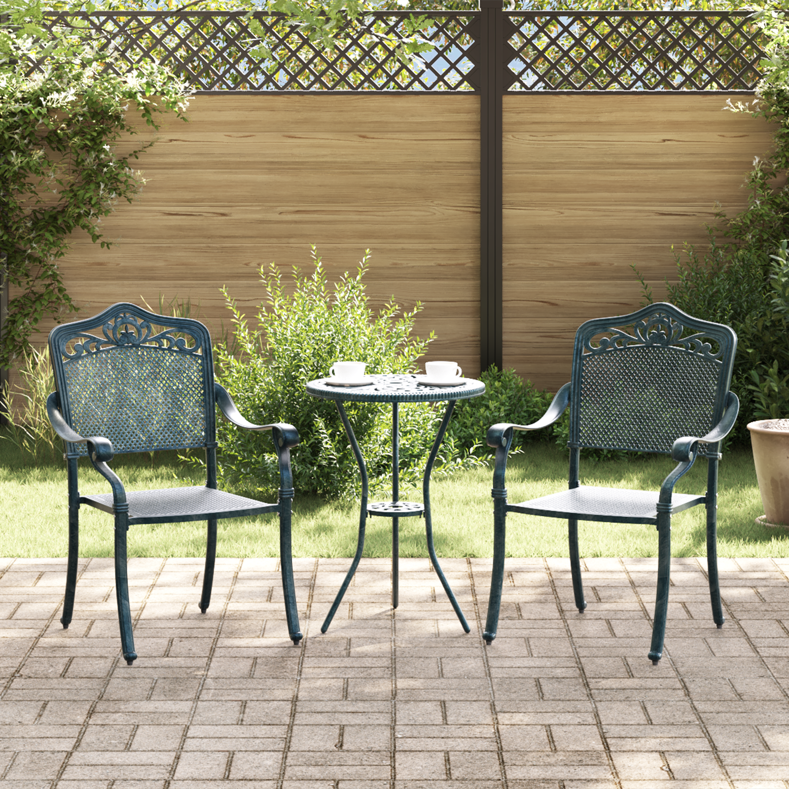 Hage Stol 2 pcs grønn 55 x 56.5 x 91cm Aluminium