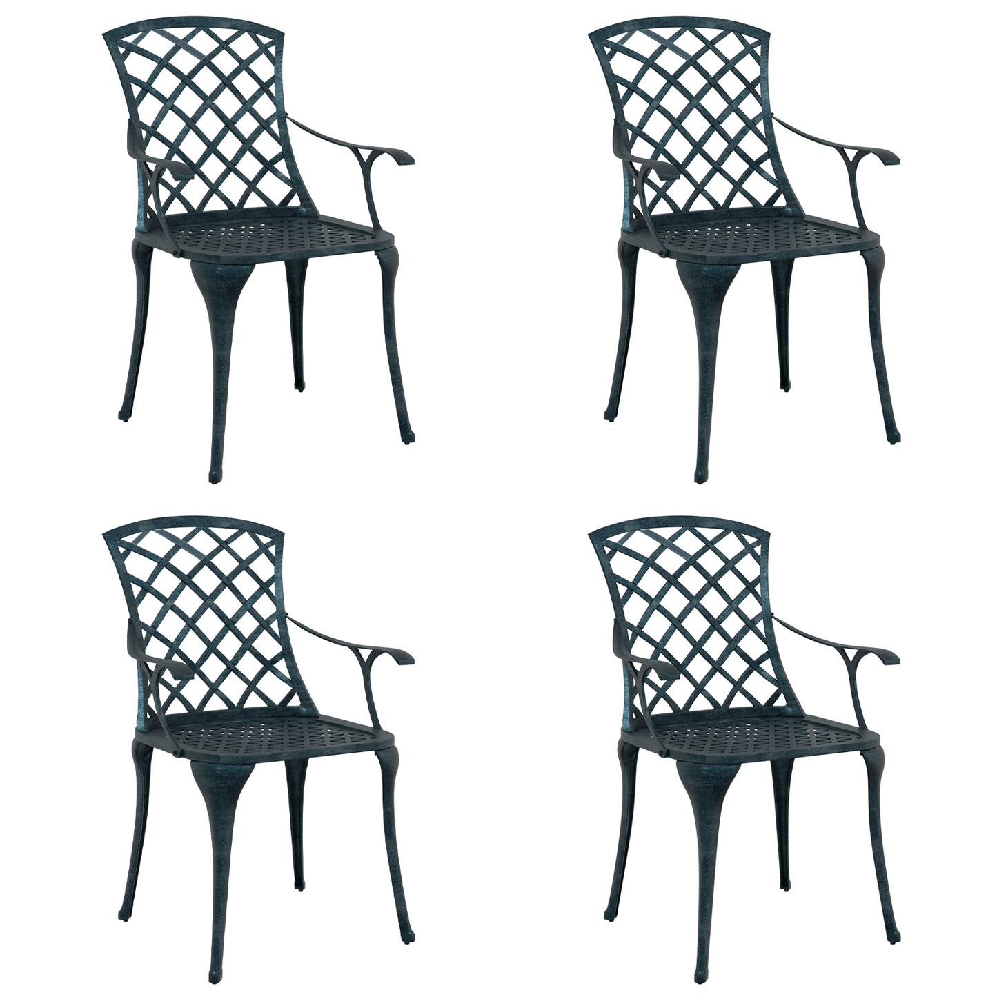 Hage Stol 4 pcs grønn 61 x 60,5 x 93cm Aluminium