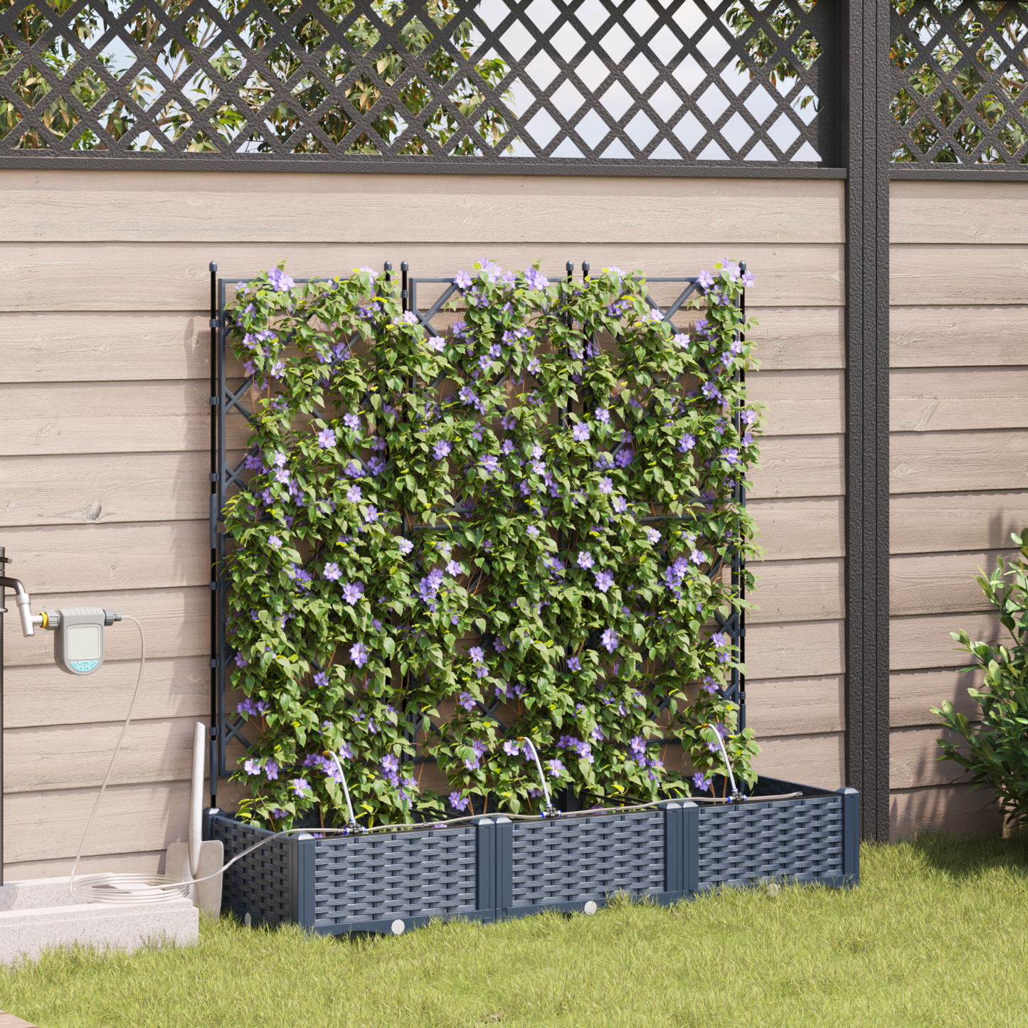 Hageblomsterpotte 3 stk. Grå 120 x 40 x 126 cm PP