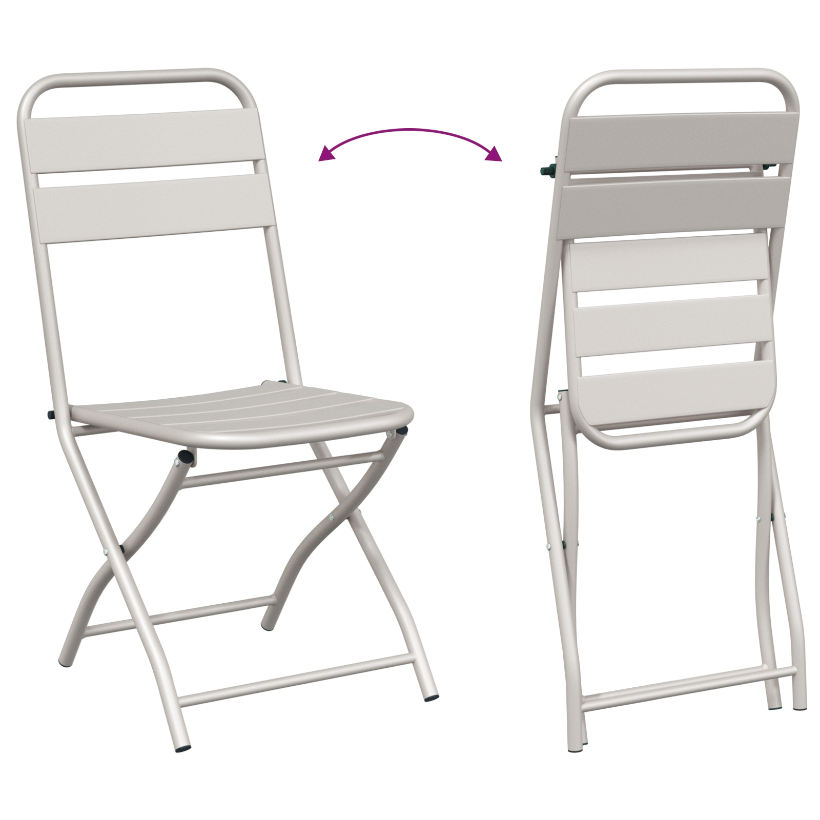 Hage Folding Stol 2 pcs Beige 55 x 56.5 x 91cm Stål