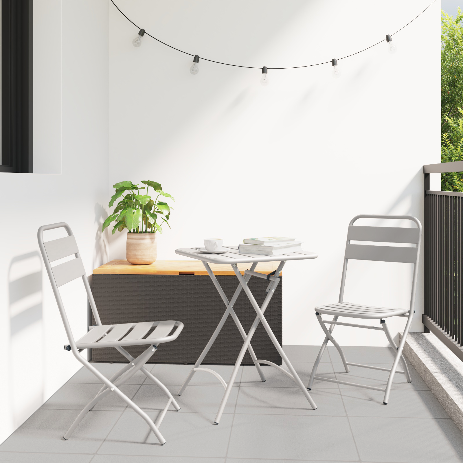 Hage Folding Stol 2 pcs Beige 55 x 56.5 x 91cm Stål