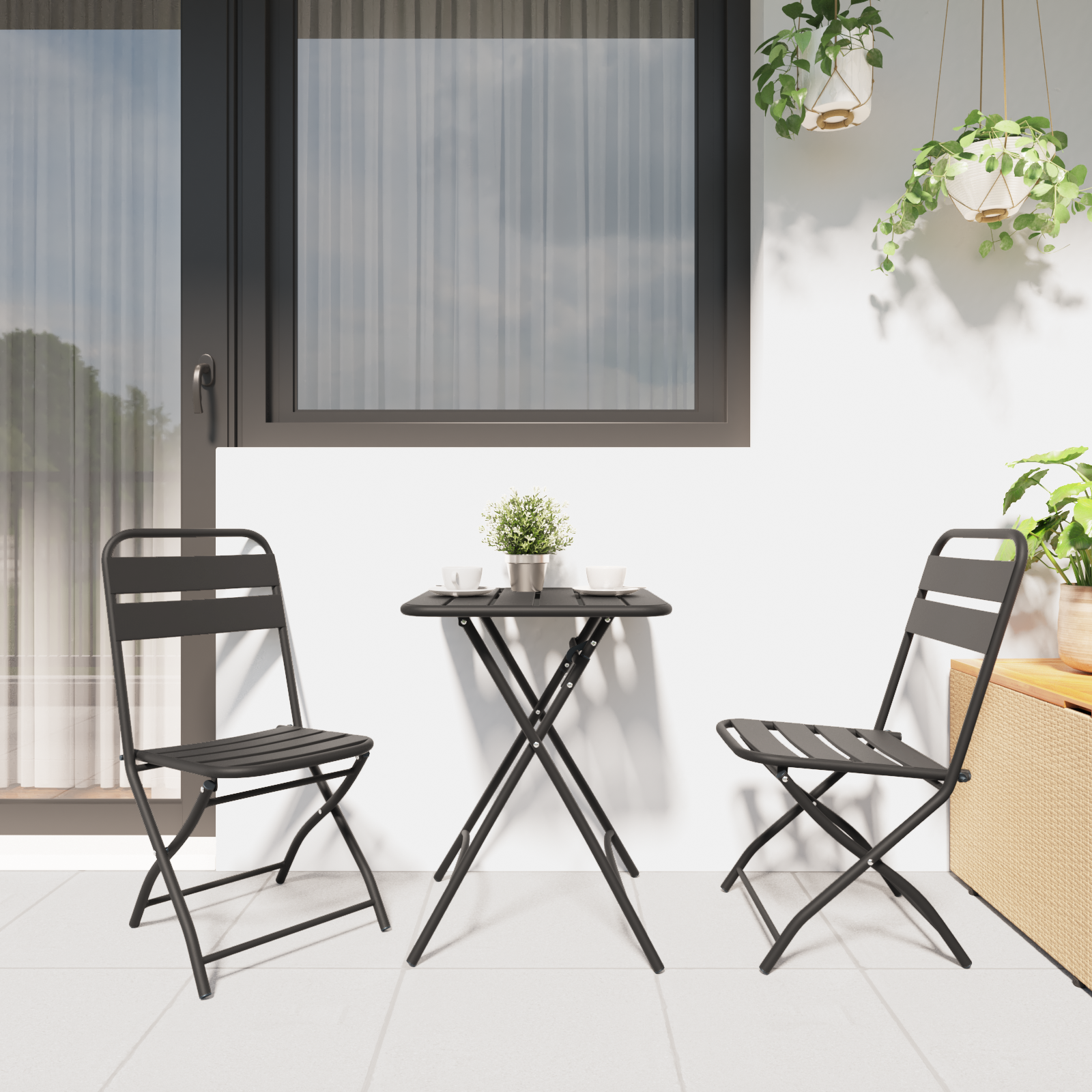 Hage Folding Stol 2 pcs Antrasitt 55 x 56.5 x 91cm Stål