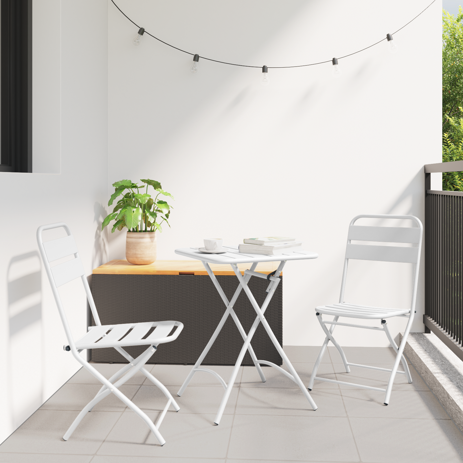 Bistrosett 3 pcs Hvit Stål