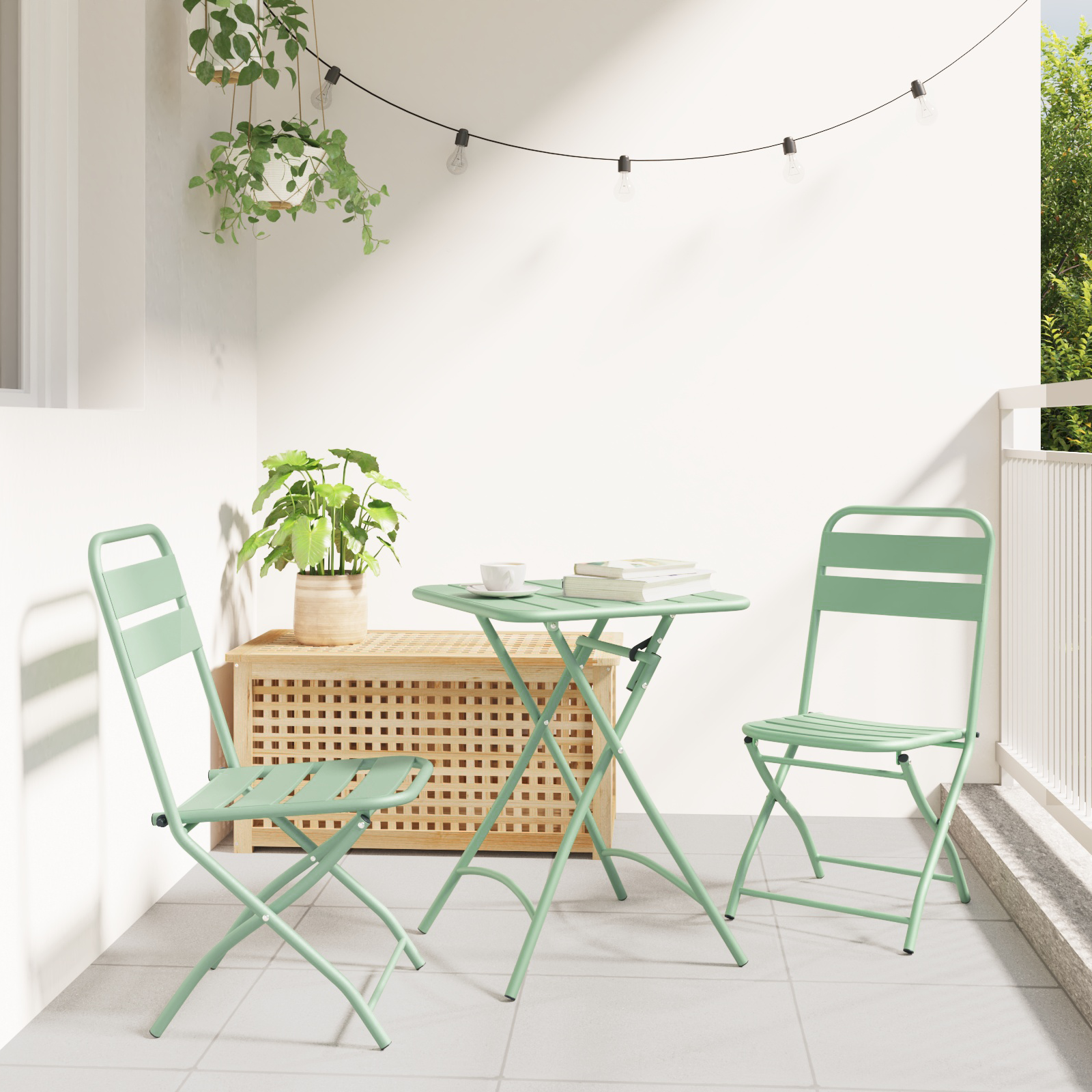 Bistrosett 3 pcs Lys Mynte Stål