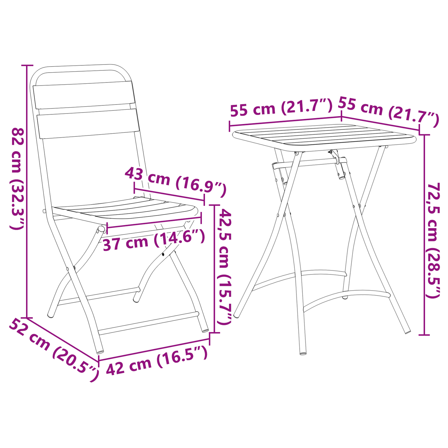 Bistrosett 3 pcs grønn Stål