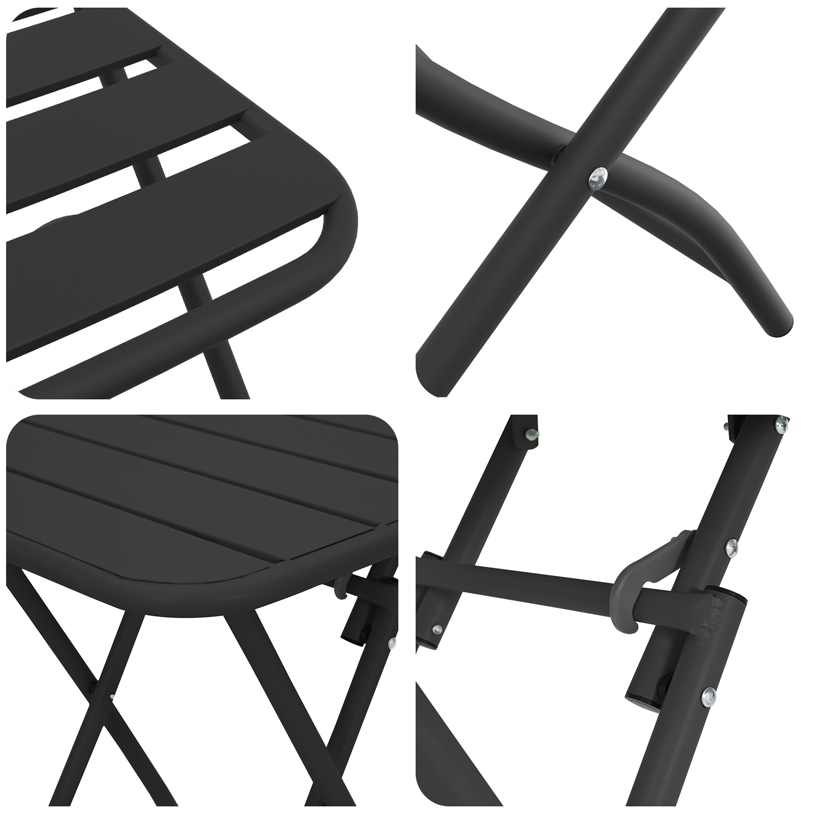 Bistrosett 3 pcs Antrasitt Stål