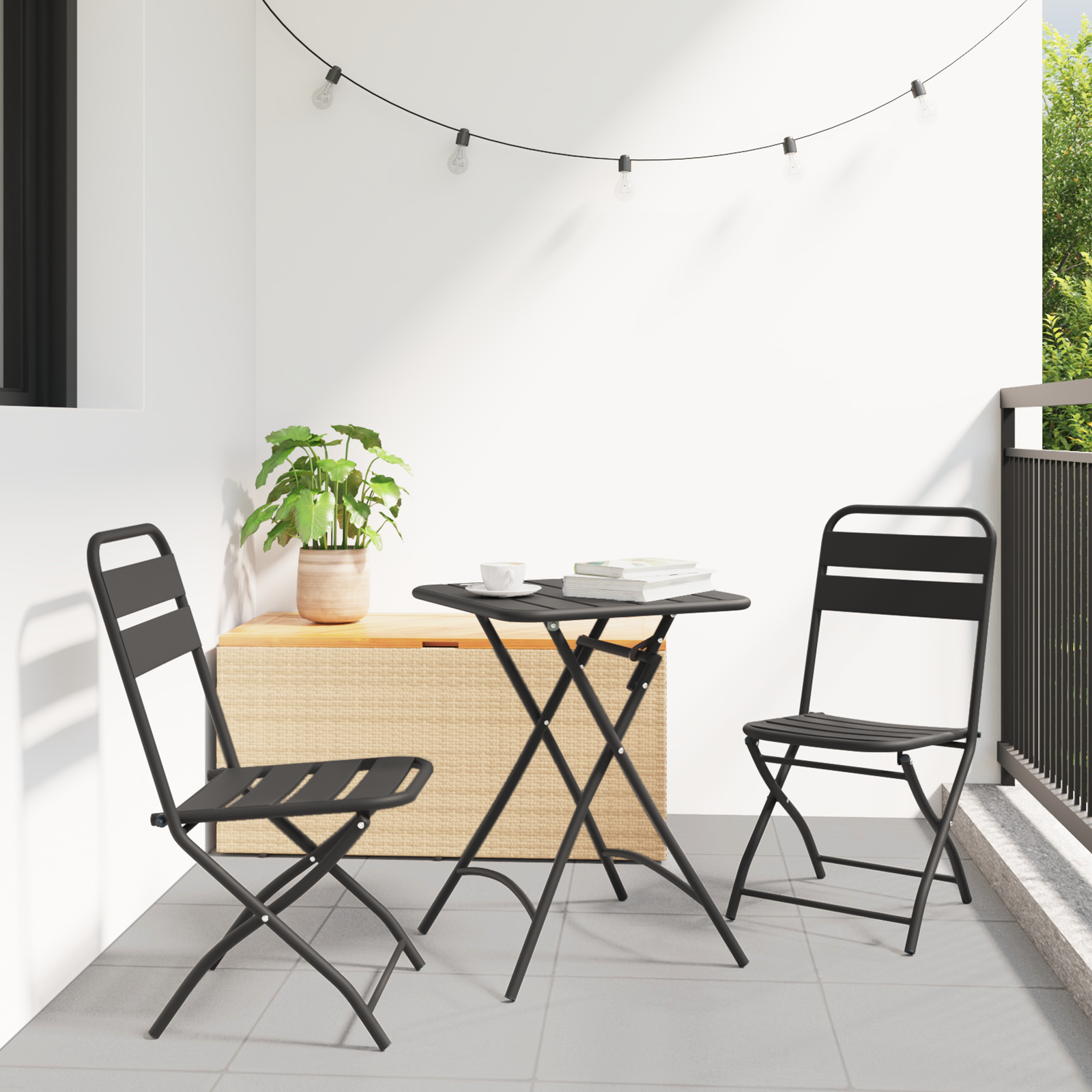 Bistrosett 3 pcs Antrasitt Stål