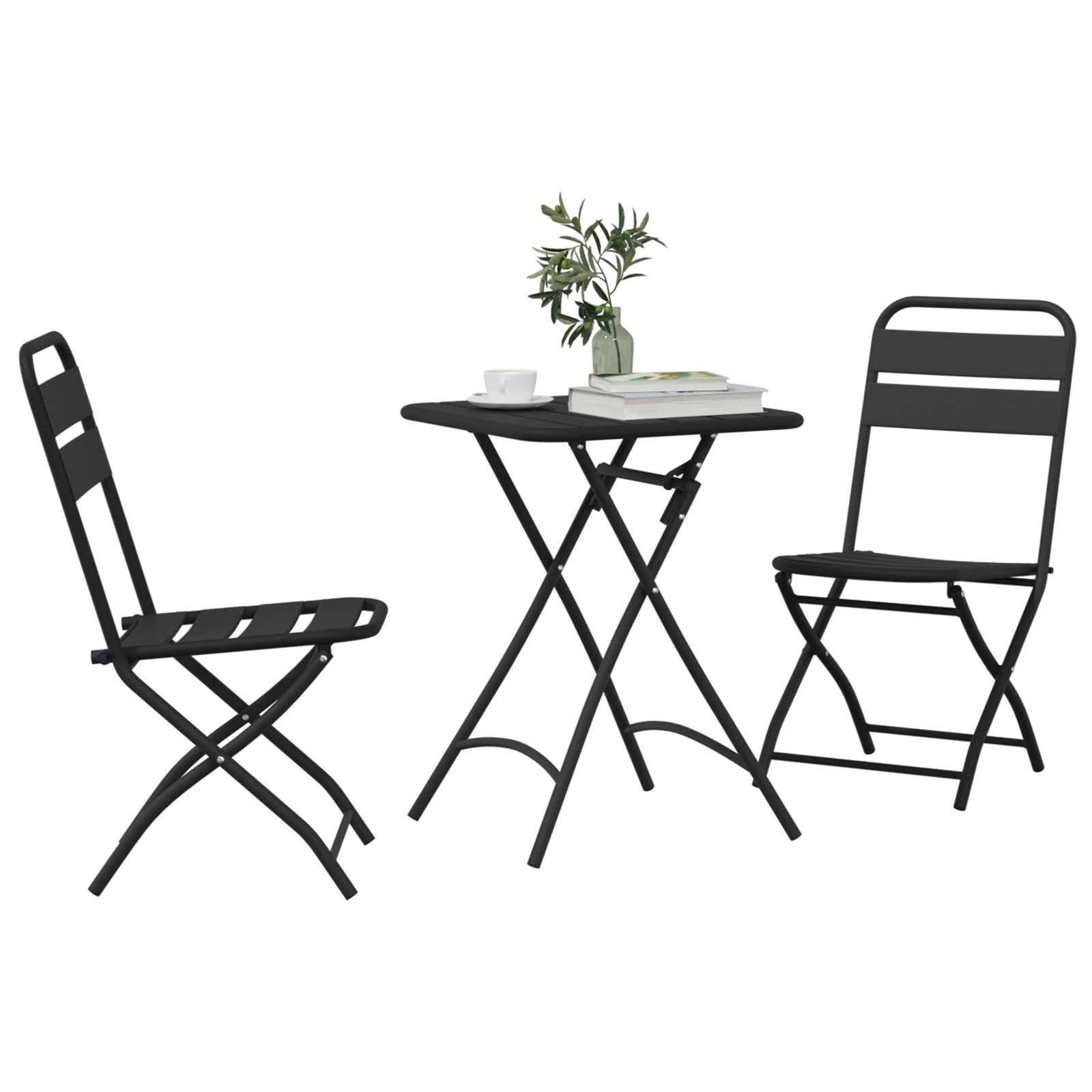 Bistrosett 3 pcs Antrasitt Stål