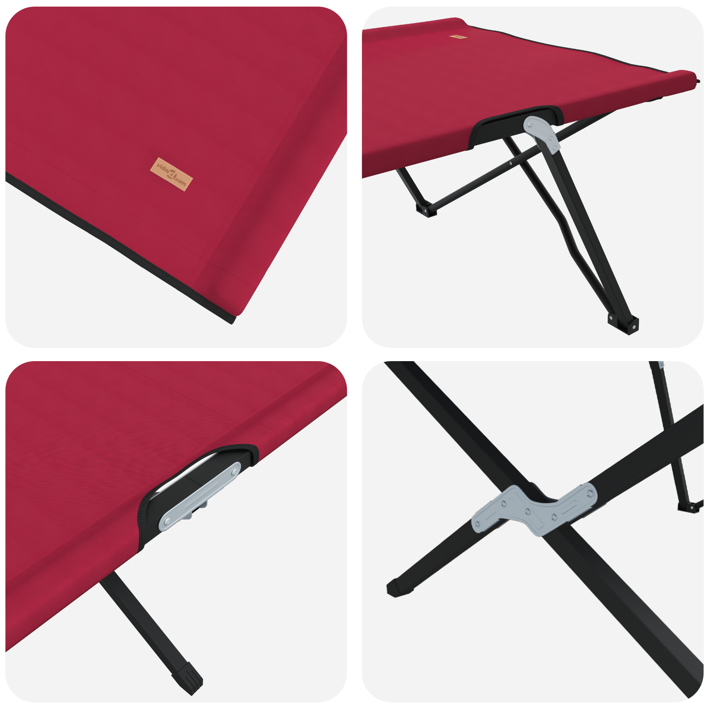 Sammenleggbar camping seng Rød 206 x 76 x 74 cm Oxford og Stål