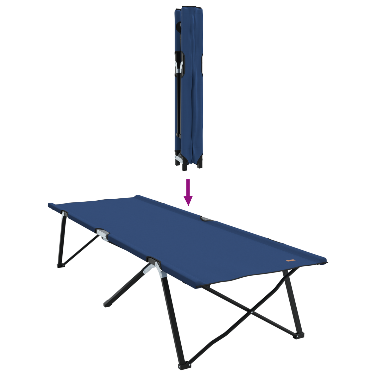 Sammenleggbar camping seng 2 pcs Blå 206 x 76 x 74 cm
