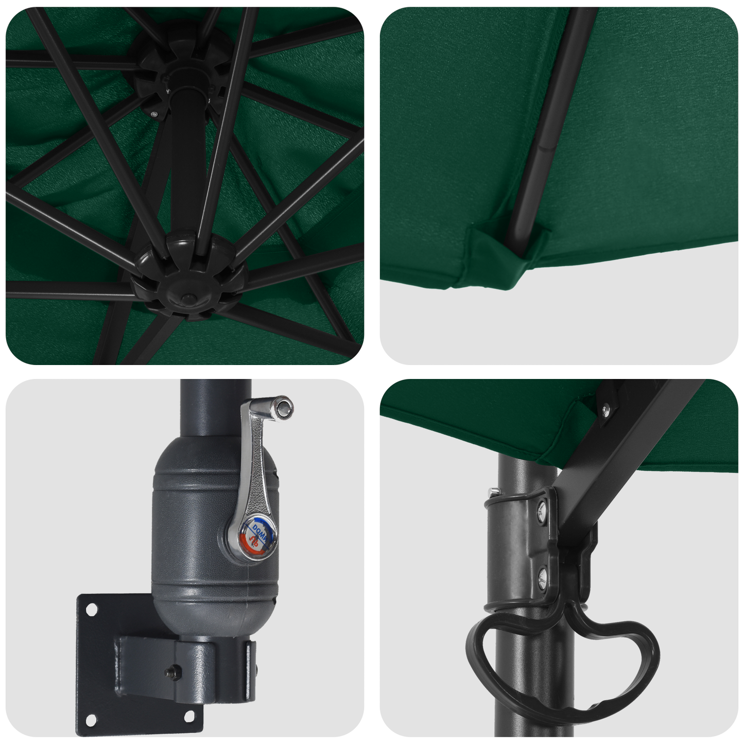 Hageparasol grønn 248 x 248 x 148 cm Polyester og stål