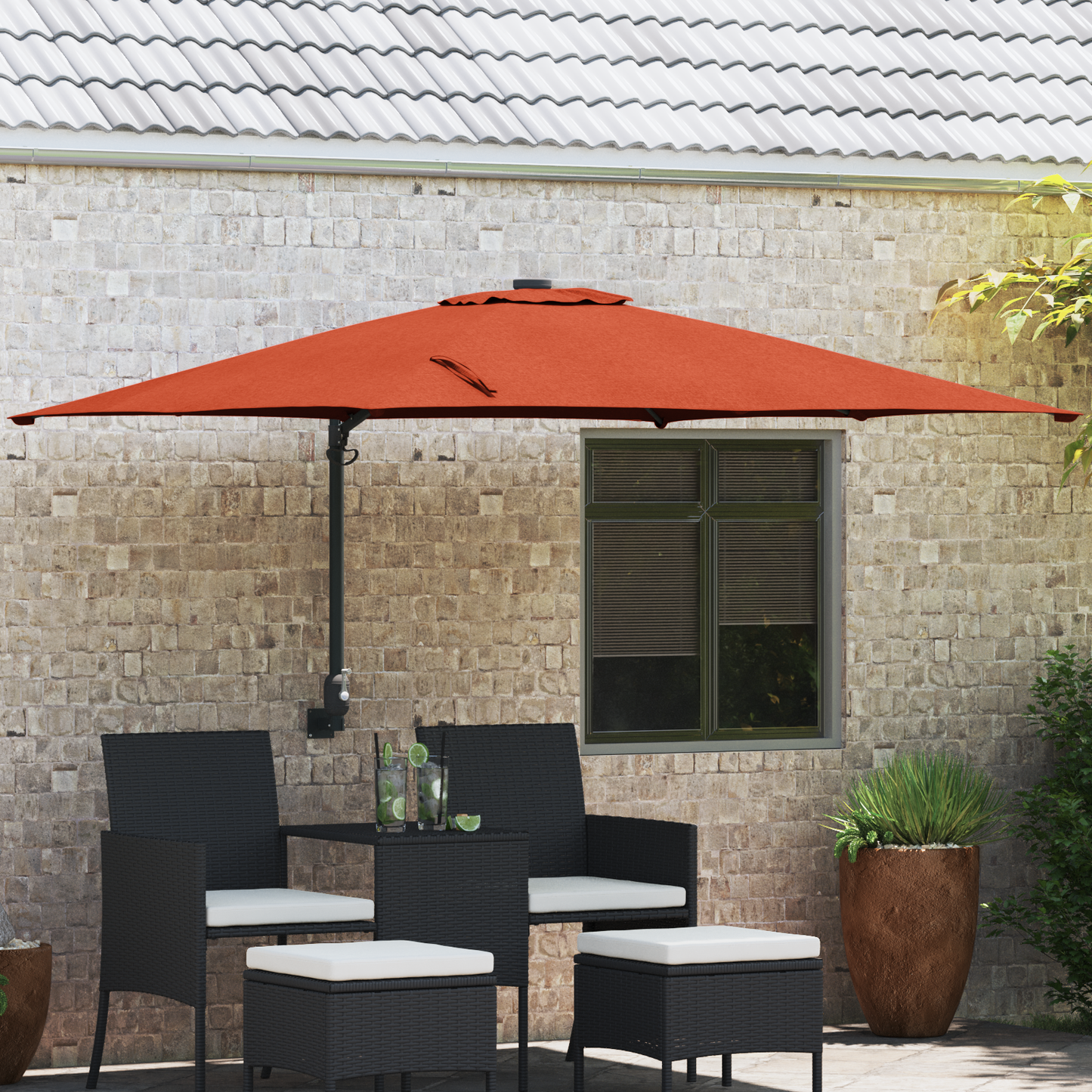 Hageparasol Terrakotta 248,5 x 247,5 x 160 cm Polyester og stål