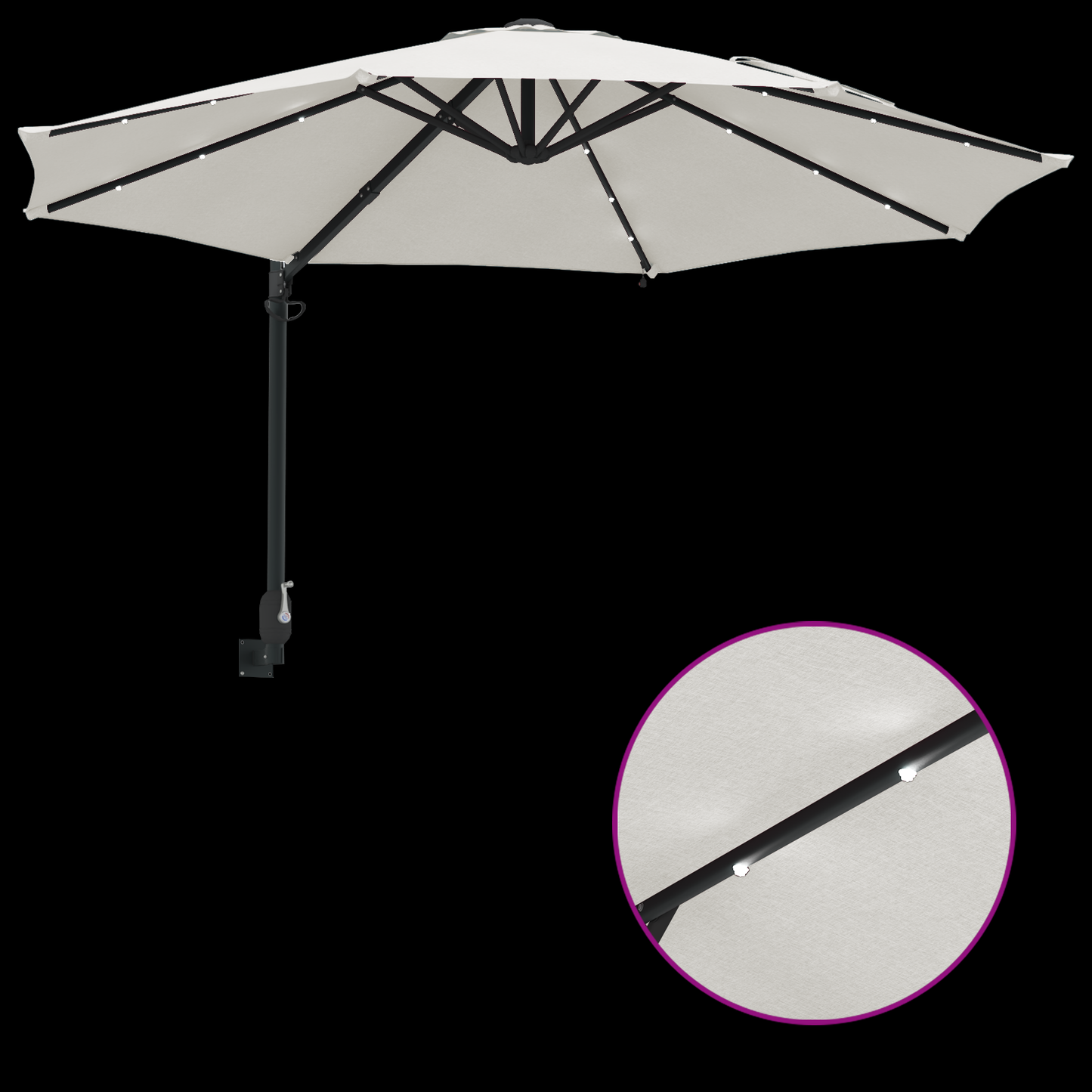 Hageparasol sand 248 x 248 x 148 cm Polyester og stål