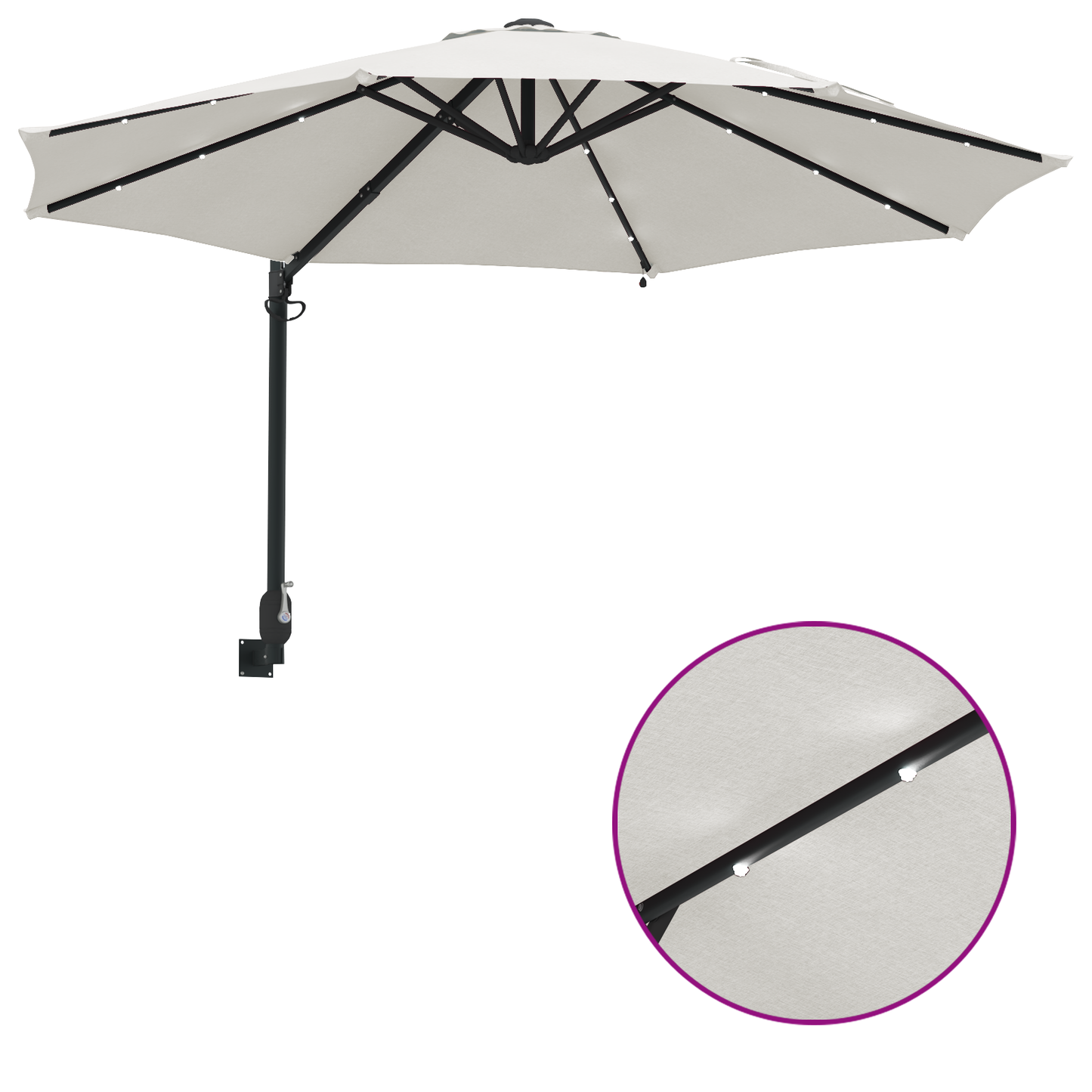 Hageparasol sand 248 x 248 x 148 cm Polyester og stål