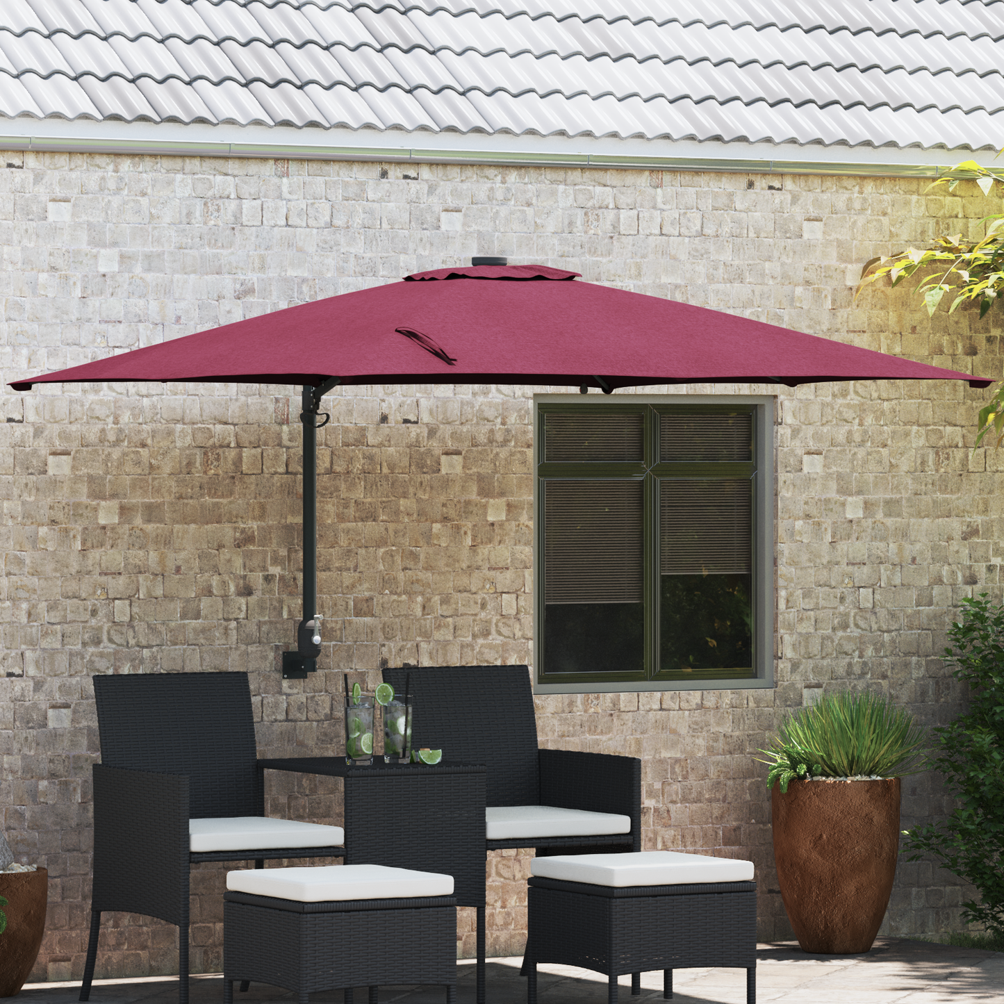 Hageparasol Bordeaux Rød 248,5 x 247,5 x 160 cm