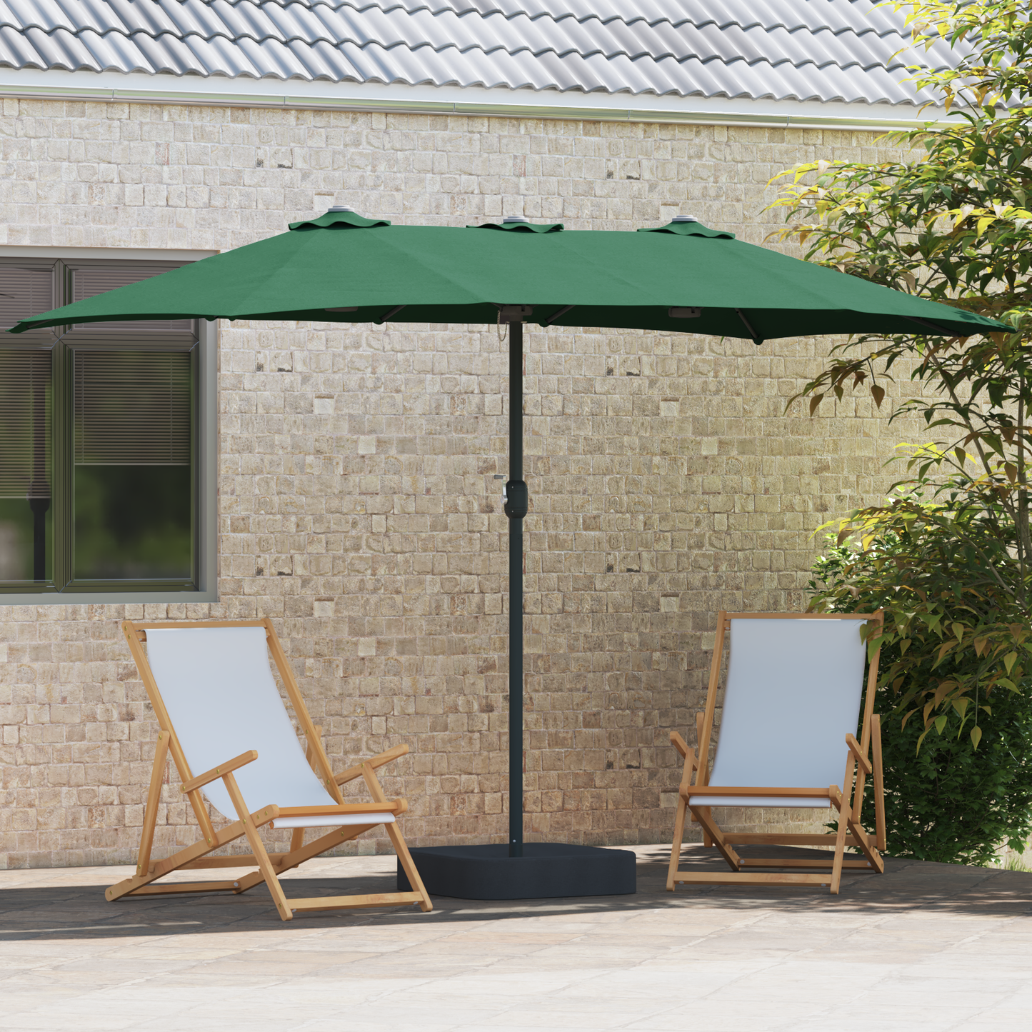 Hageparasol grønn 385 x 209 x 244 cm Polyester