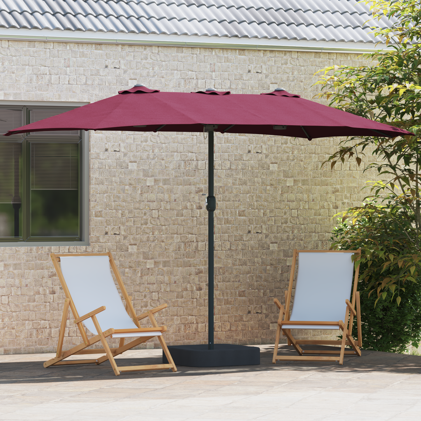 Hageparasol Bordeaux Rød 385 x 209 x 244 cm Polyester