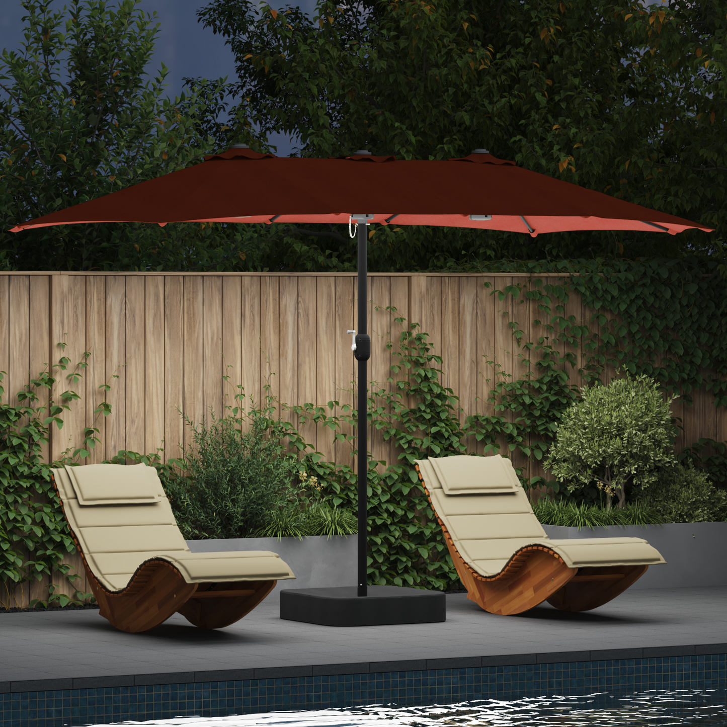 Hageparasol Terrakotta 385 x 209 x 244 cm Polyester