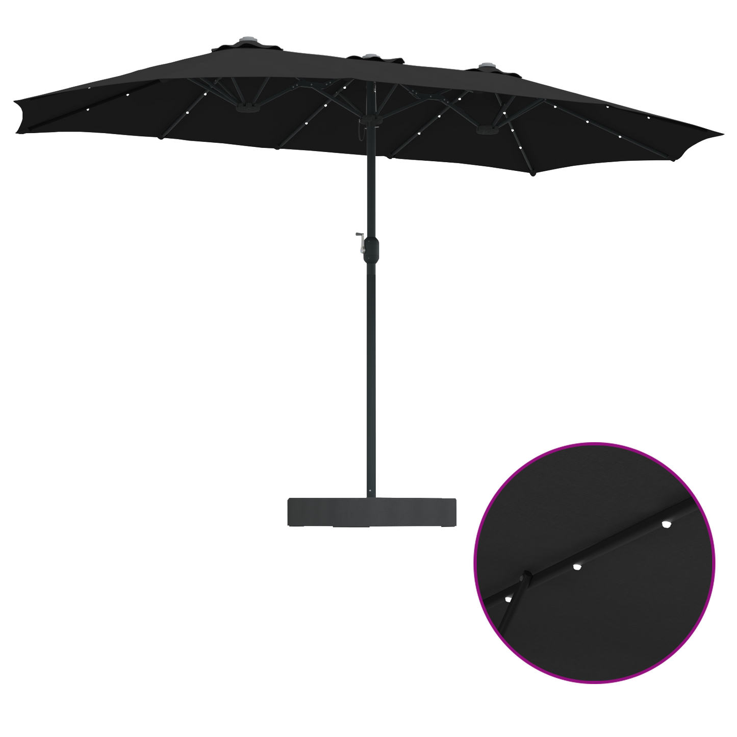 Hageparasol Svart 385 x 209 x 244 cm Polyester