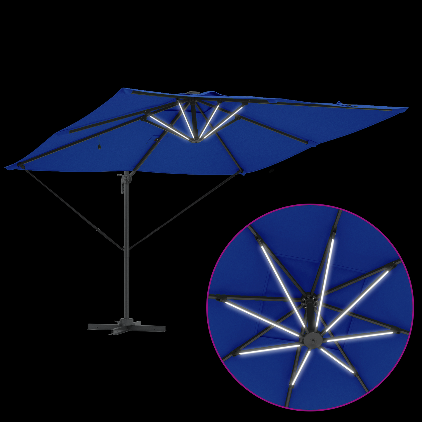 Parasoll Azure Blue 286 x 284 x 270 cm Aluminium og polyester