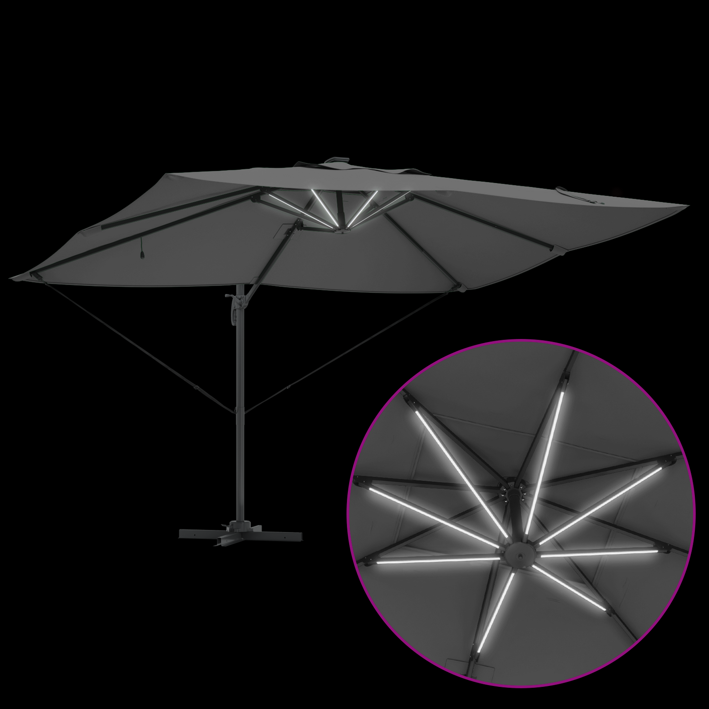 Parasoll Antrasitt 352 x 251 x 265 cm Polyester og aluminium