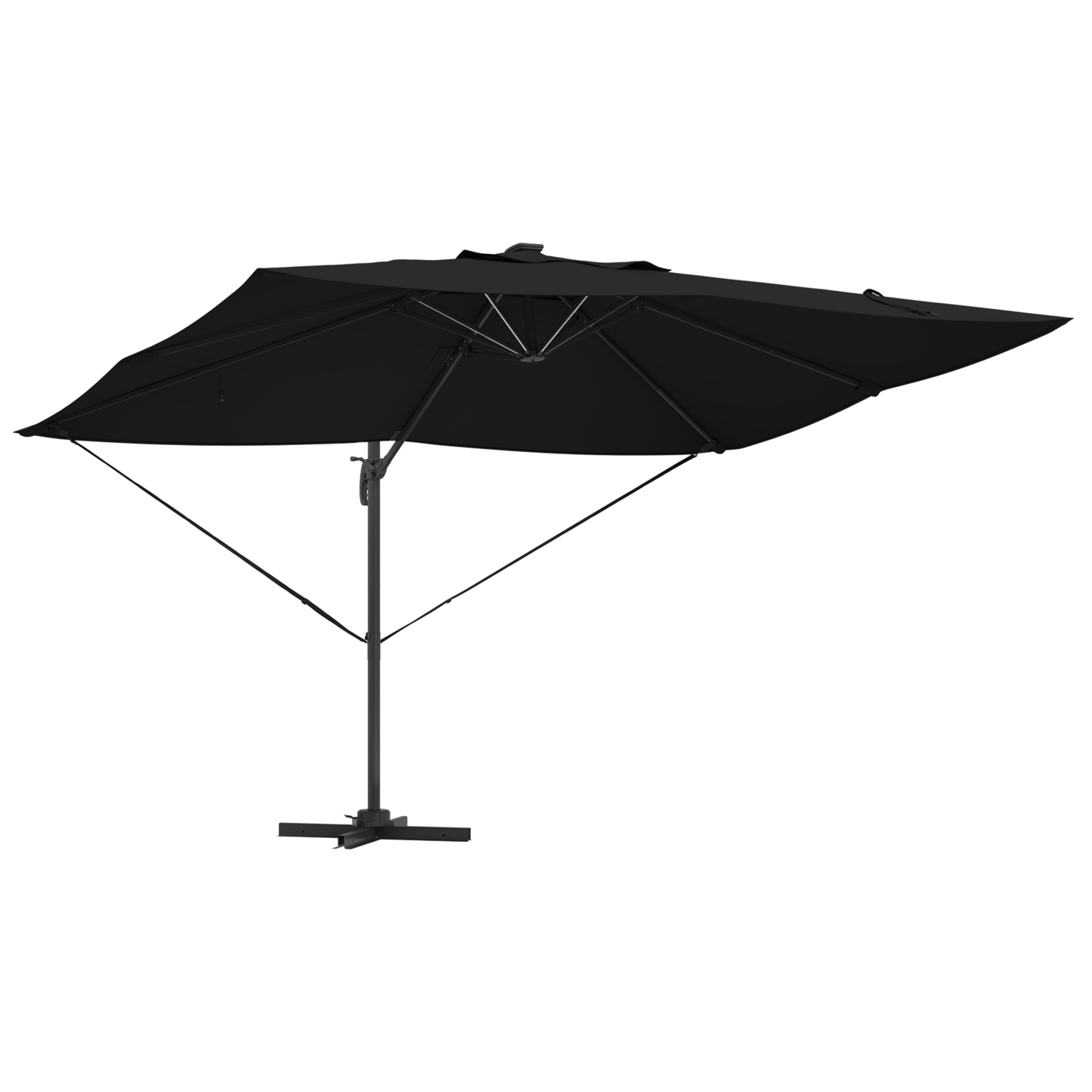 Parasoll Svart 352 x 251 x 265 cm Polyester og aluminium